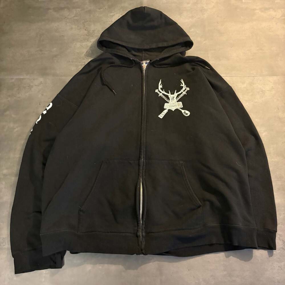 Hammerheart Brewing Company chrome hearts style Graphic Zip Up Hoodie Size XL